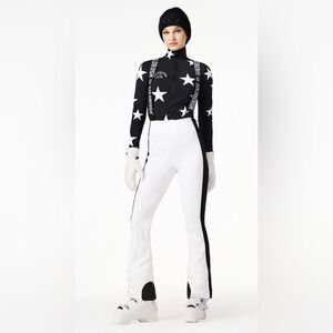 GOLDBERGH WOMEN'S HIGH END SALOPETTE SKI PANTS BIB WHITE BLACK NWT US 4